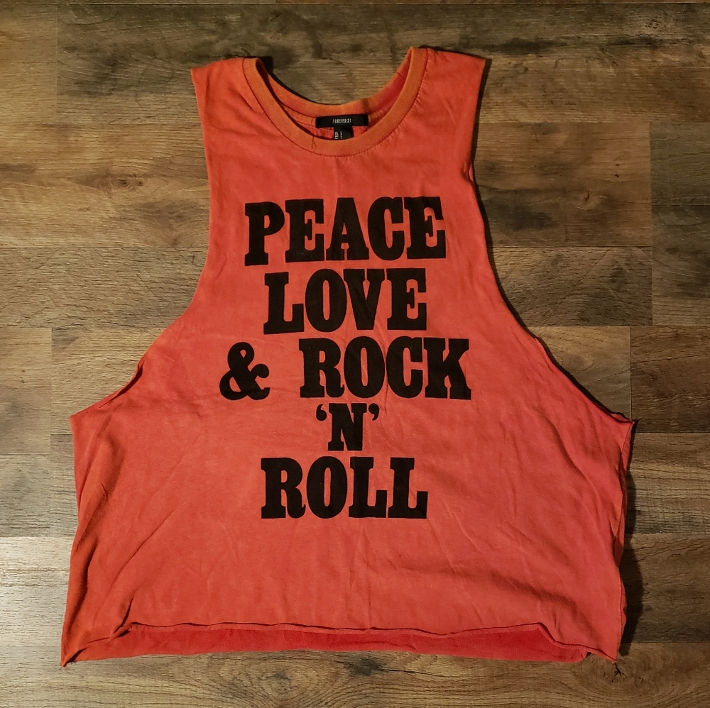 PEACE LOVE & ROCK N ROLL tank top. SZ L